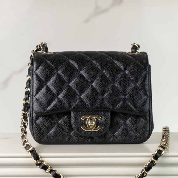 CHANEL Classic Flap Mini Rectangular Quilted Calfskin(Black/Gold)