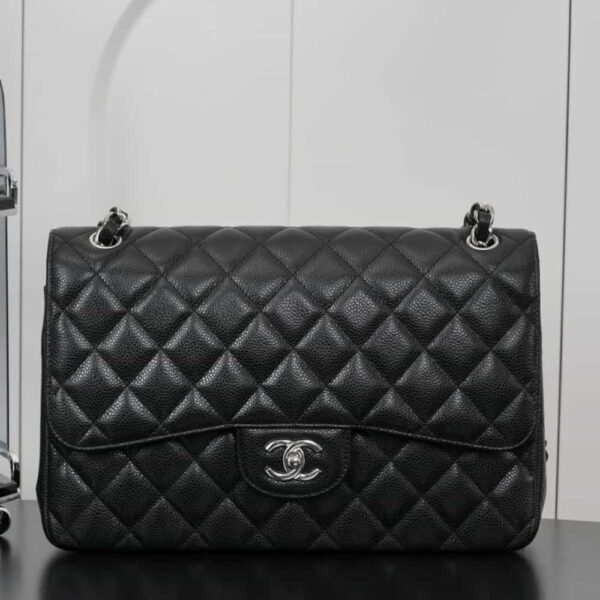 CHANEL Classic Flap Jumbo Quilted Calfskin(Black/Silver)