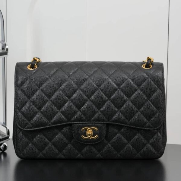 CHANEL Classic Flap Jumbo Quilted Calfskin(Black/Gold)