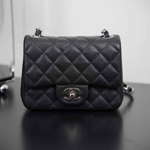 CHANEL Classic Flap Mini Rectangular Quilted Calfskin(Black/Silver)