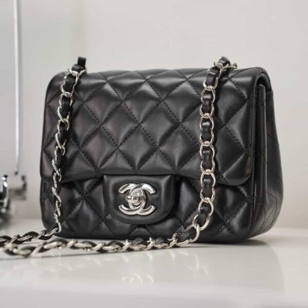 Chanel Classic Flap Mini Rectangular Lambskin(Black/Silver)